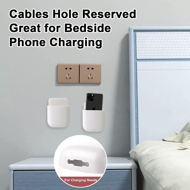 kulusion 3 Pcs Remote Control Holder, Wall Mount Pen Holder Hole-Free Self Adhesive Phone Charging Organizer Pencil Storage Containers for Home Office School Supply Orgaizer ​(White - Image 3